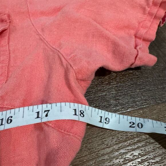 Talbots 100% Irish Linen Belted Shirt Dress Coral Size 10 Knee Length Comfort - Picture 8 of 10